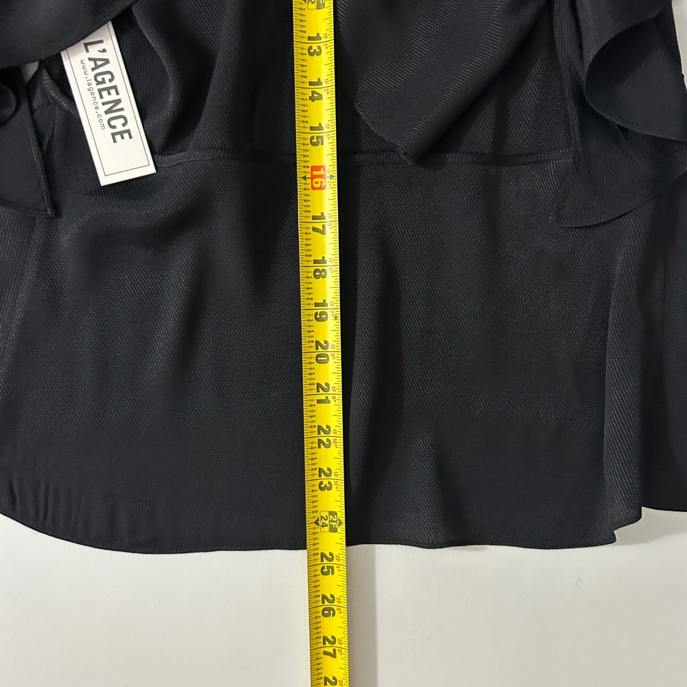 L'AGENCE Desiraya B Sennia Black Cold‎ Shoulder Ruffle Blouse Keyhole Top S NEW - Picture 7 of 10